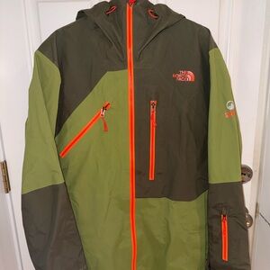 The North Face Men's Olive and Neon Orange Ski Jacket